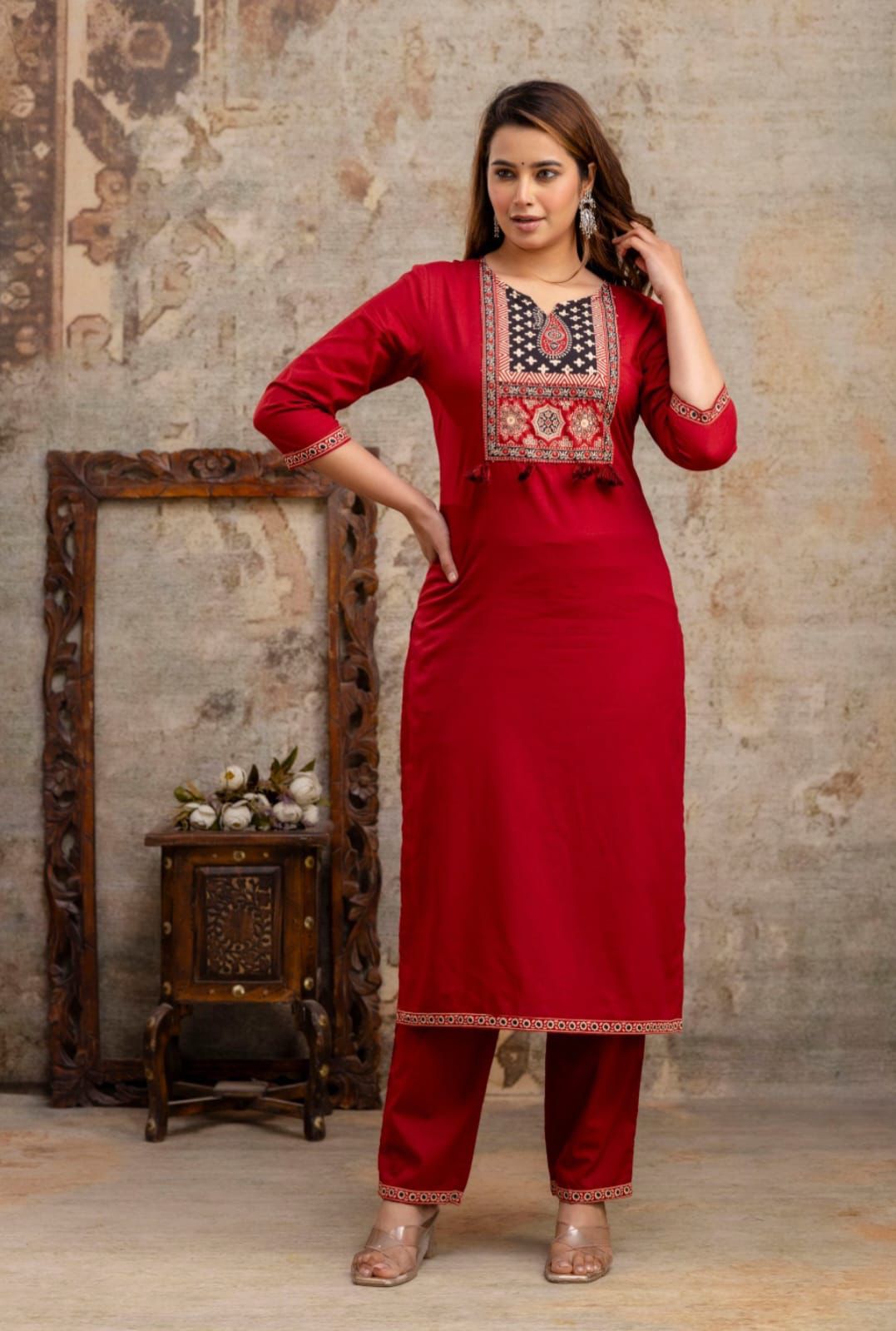 Royal Charm Embroidered Kurta Set – Elegant & Timeless - Naticraft