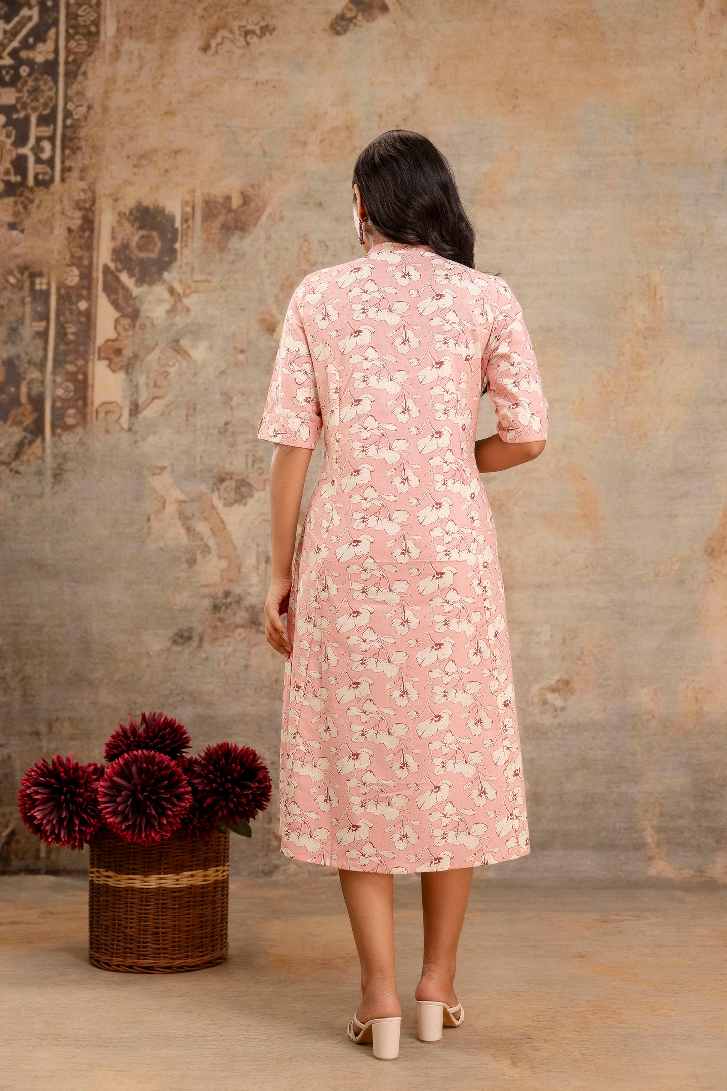 Elegant Off-White Printed A-Line Cotton Kurta with Front Button Detailing - Naticraft
