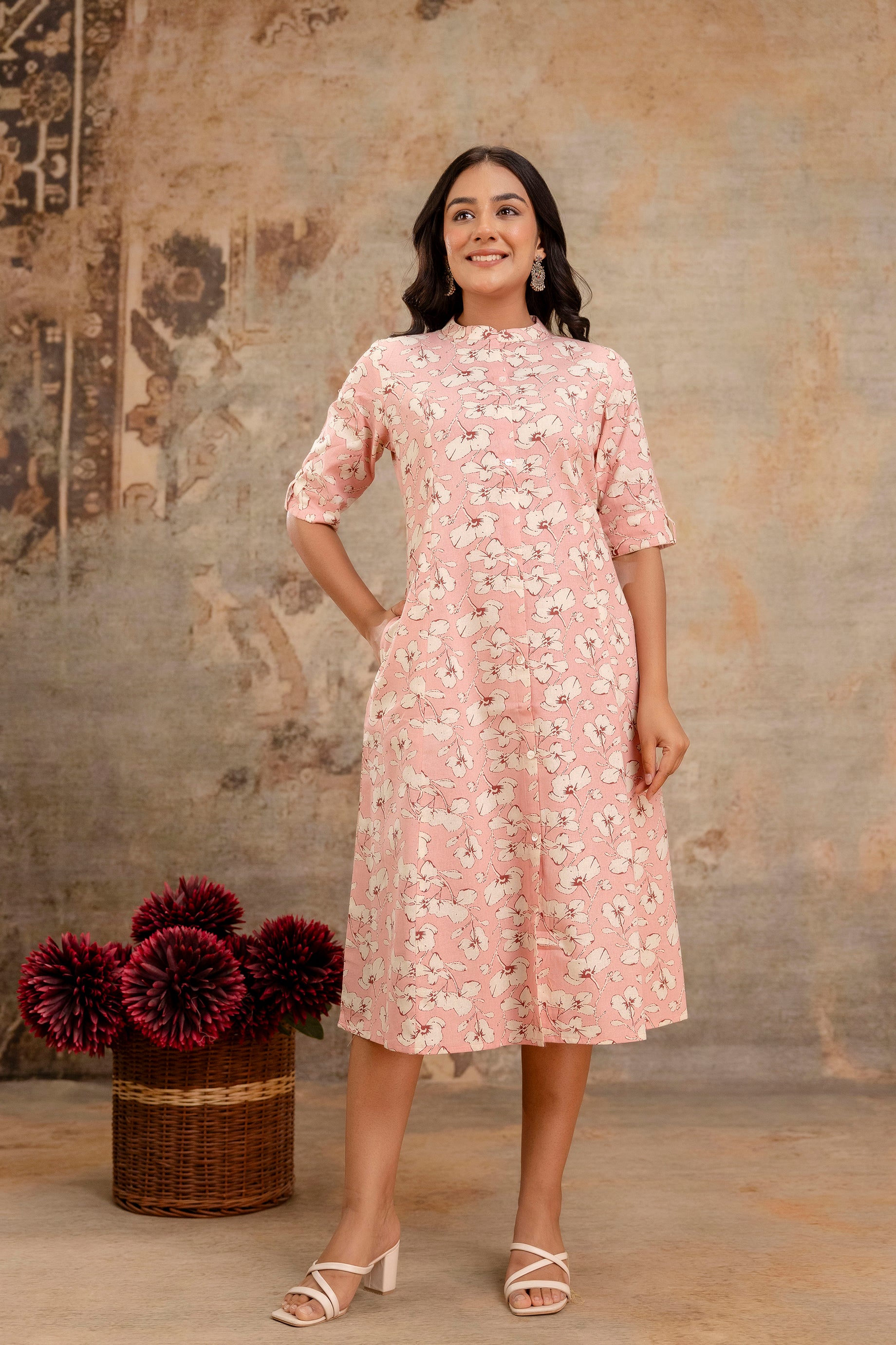 Elegant Off-White Printed A-Line Cotton Kurta with Front Button Detailing - Naticraft