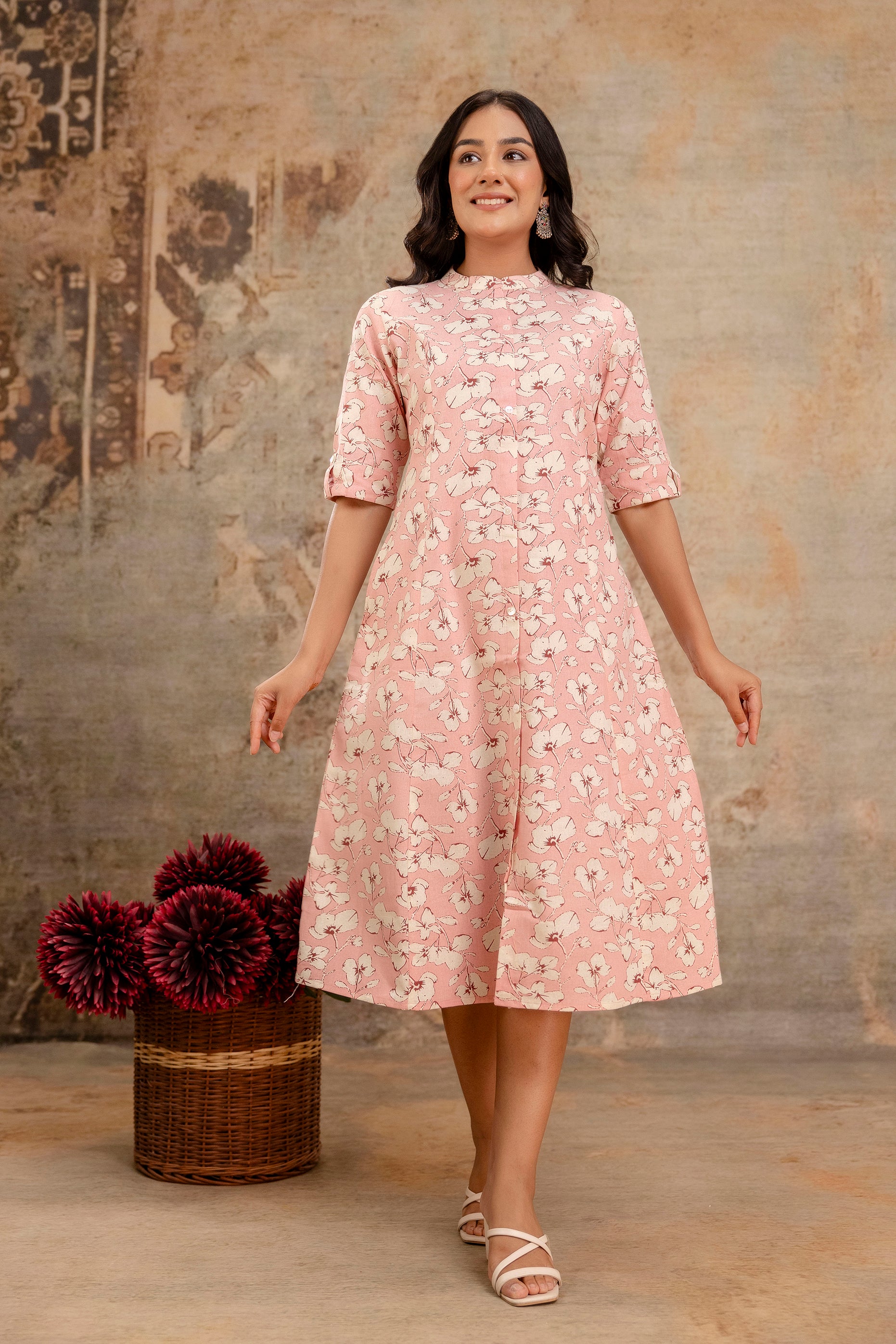Elegant Off-White Printed A-Line Cotton Kurta with Front Button Detailing - Naticraft