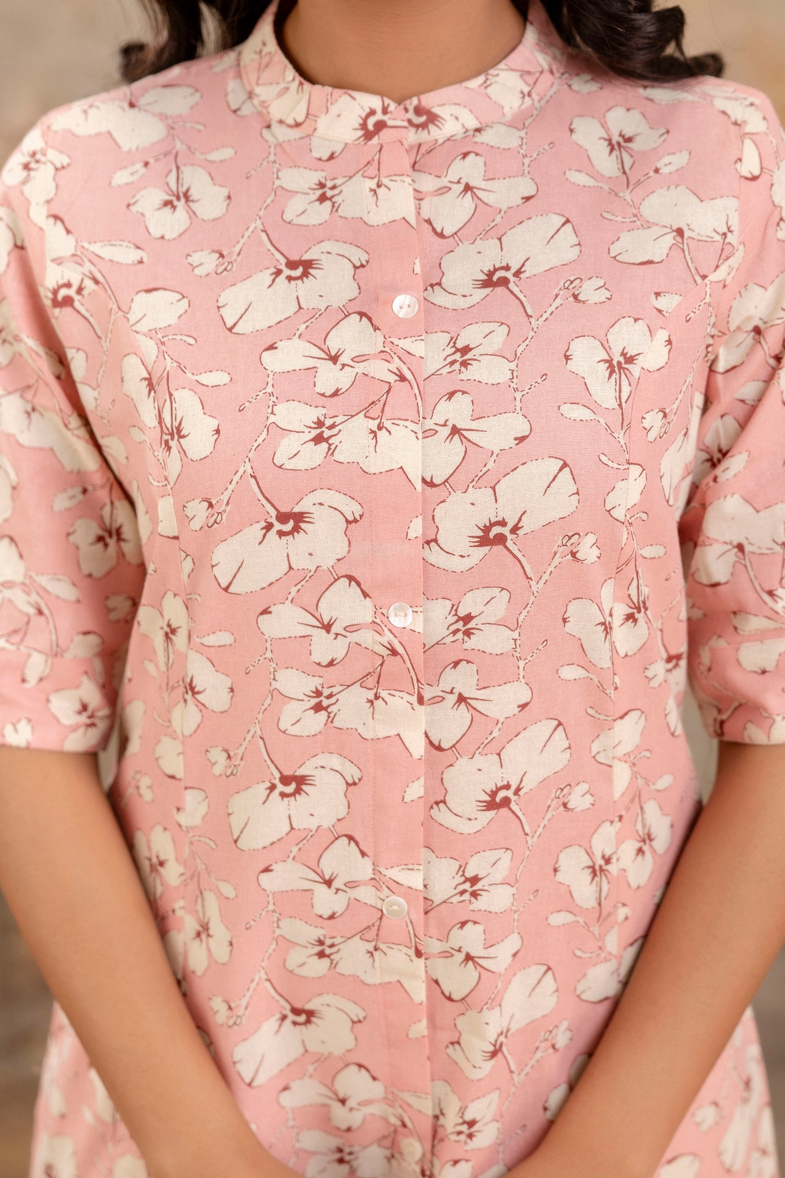 Elegant Off-White Printed A-Line Cotton Kurta with Front Button Detailing - Naticraft