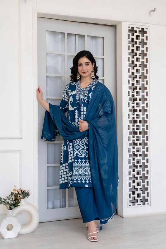Embroidered Cotton Kurta Set with Dupatta – Timeless Elegance for Every Occasion - Naticraft