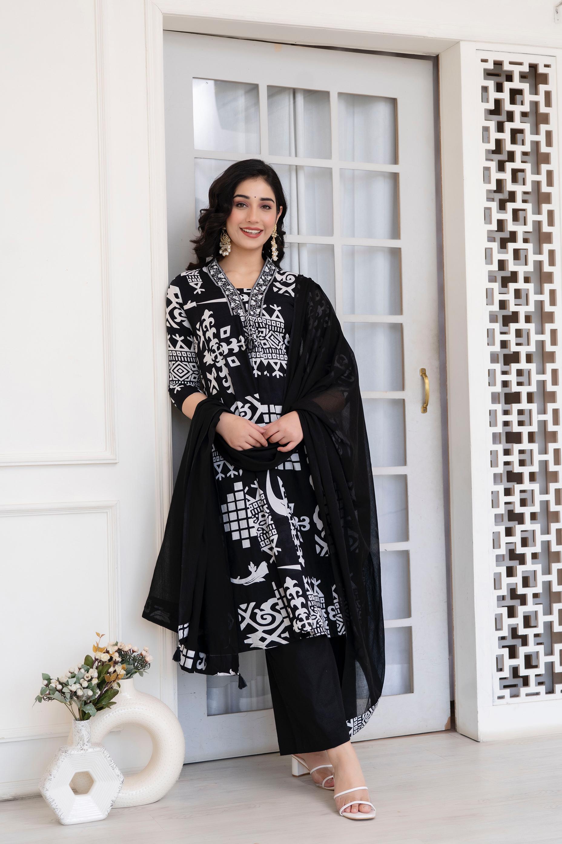 Embroidered Cotton Kurta Set with Dupatta – Timeless Elegance for Every Occasion - Naticraft