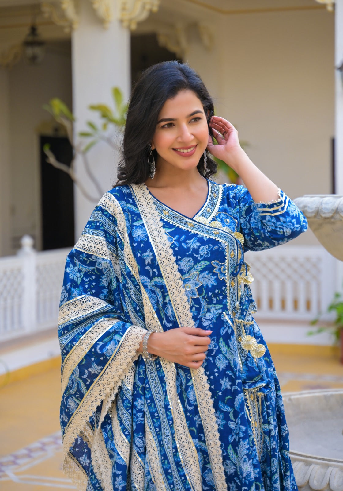 Royal Indigo Limited Edition Anarkali Kurta Set with Dupatta & Pants – Luxe Blue - Naticraft