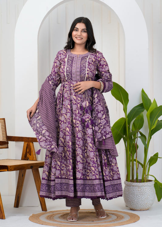 Women's Cotton Suit Set – Elegant Ethnic Wear with Dupatta - Naticraft