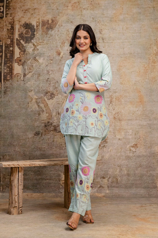 Floral Harmony Co-ord Set - Pastel Edition - Naticraft