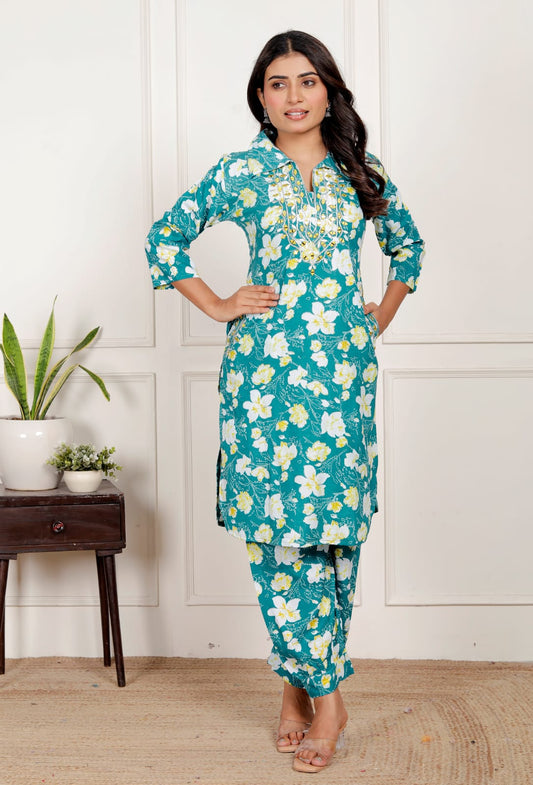 Women's Floral Co-ord Set - Ethnic & Casual Wear - Naticraft