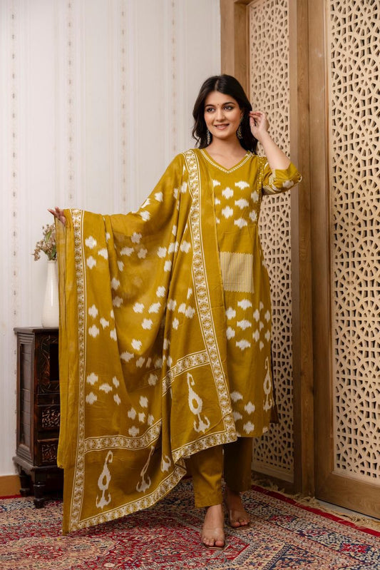 Elegant Scoop Neck Cotton Kurti – Multicolor (Purple, Blue, Yellow, Pink) - Naticraft